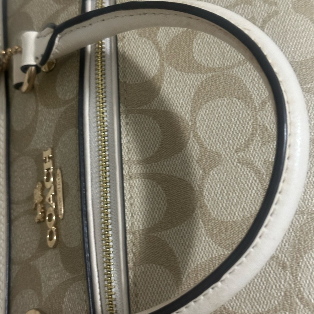 Coach Beige and Chalk Signature Canvas Satchel - Picture 9 of 13
